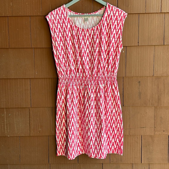 LOFT Dresses & Skirts - LOFT Pink/White Knit Midi Dress- Size Small